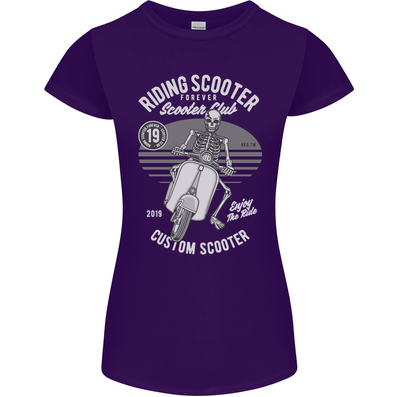 Scooter Club Motorbike Motorcycle Skull Womens Petite Cut T-Shirt Purple