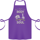 Scooter Four Wheels Move the Body Funny Cotton Apron 100% Organic Purple