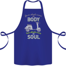 Scooter Four Wheels Move the Body Funny Cotton Apron 100% Organic Royal Blue