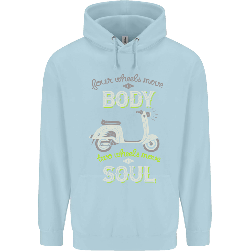 Scooter Four Wheels Move the Body Funny Mens 80% Cotton Hoodie Light Blue