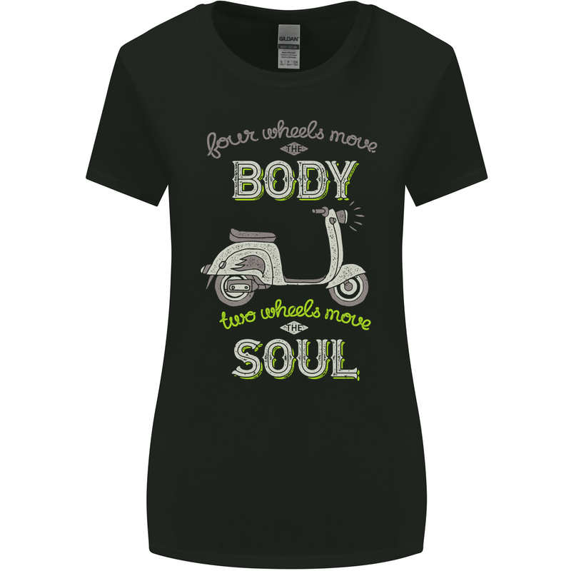Scooter Four Wheels Move the Body Funny Womens Wider Cut T-Shirt Black