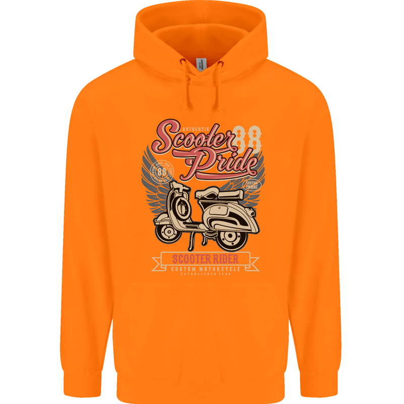 Scooter Pride 88 Motorbike Motorcycle Childrens Kids Hoodie Orange