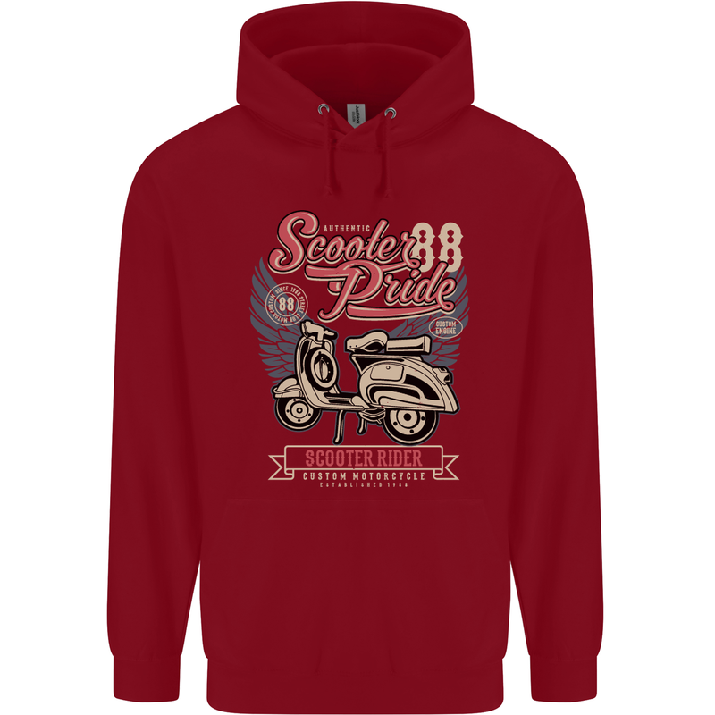Scooter Pride 88 Motorbike Motorcycle Childrens Kids Hoodie Red