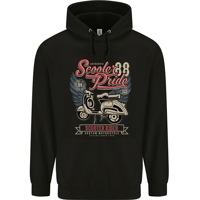 Scooter Pride 88 Motorbike Motorcycle Mens 80% Cotton Hoodie Black