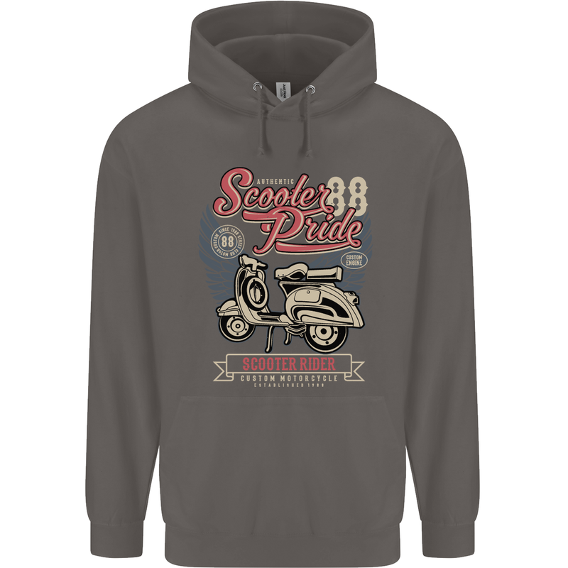 Scooter Pride 88 Motorbike Motorcycle Mens 80% Cotton Hoodie Charcoal