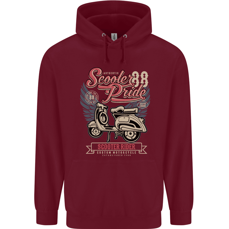 Scooter Pride 88 Motorbike Motorcycle Mens 80% Cotton Hoodie Maroon