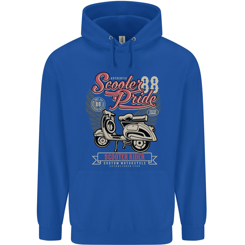 Scooter Pride 88 Motorbike Motorcycle Mens 80% Cotton Hoodie Royal Blue