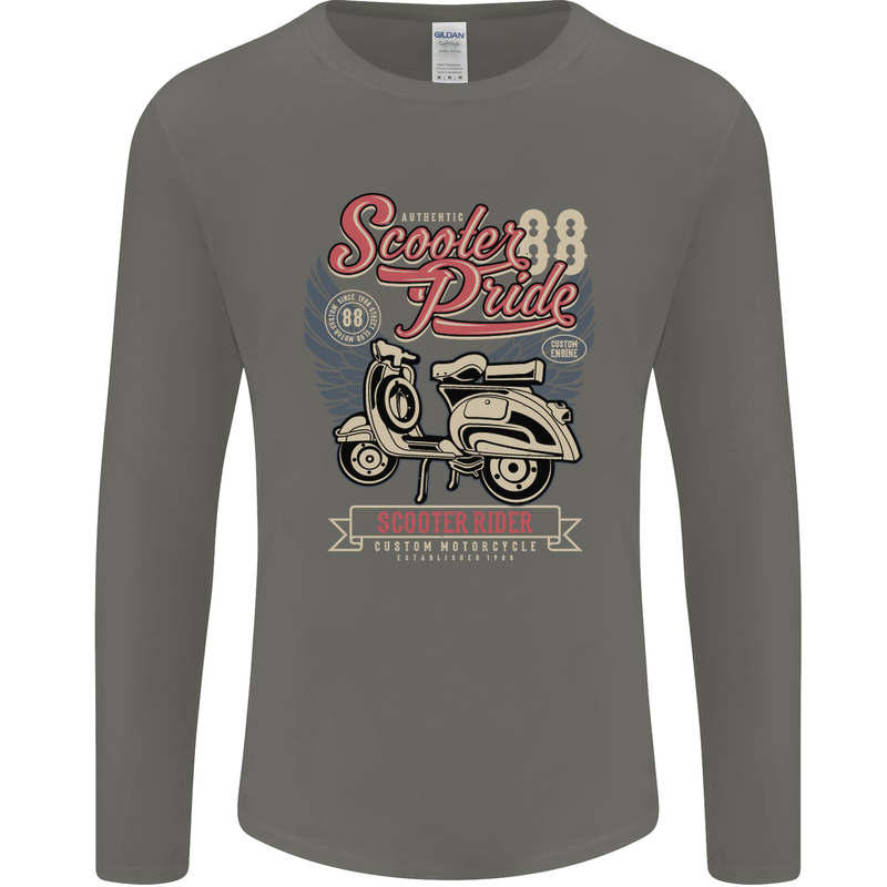 Scooter Pride 88 Motorbike Motorcycle Mens Long Sleeve T-Shirt Charcoal