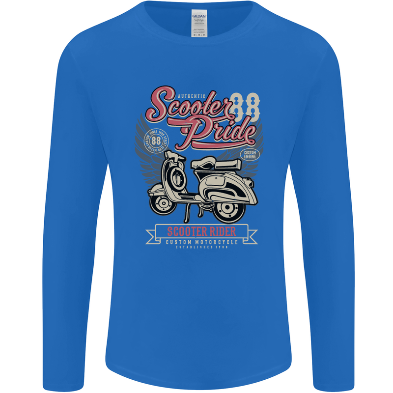 Scooter Pride 88 Motorbike Motorcycle Mens Long Sleeve T-Shirt Royal Blue