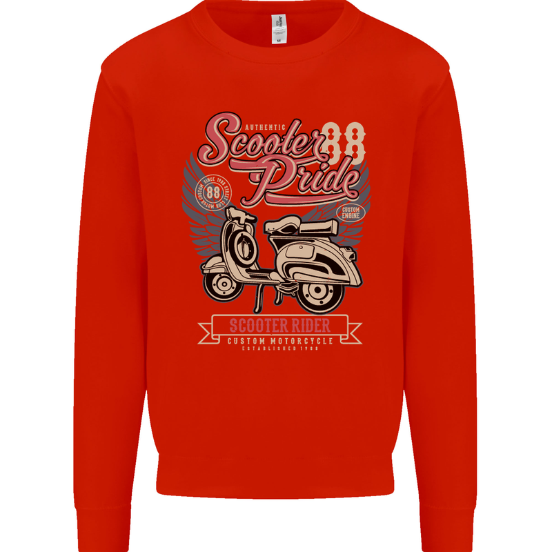 Scooter Pride 88 Motorbike Motorcycle Mens Sweatshirt Jumper Bright Red