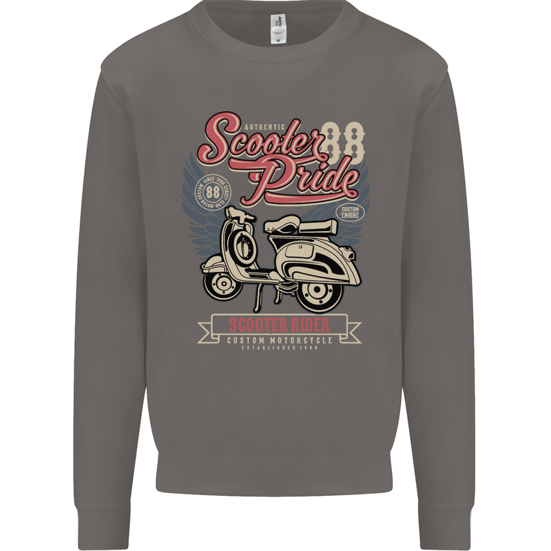Scooter Pride 88 Motorbike Motorcycle Mens Sweatshirt Jumper Charcoal