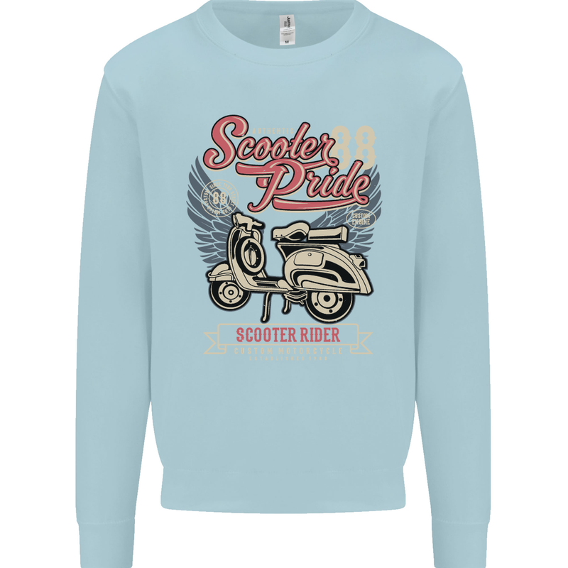 Scooter Pride 88 Motorbike Motorcycle Mens Sweatshirt Jumper Light Blue