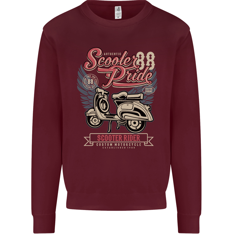 Scooter Pride 88 Motorbike Motorcycle Mens Sweatshirt Jumper Maroon
