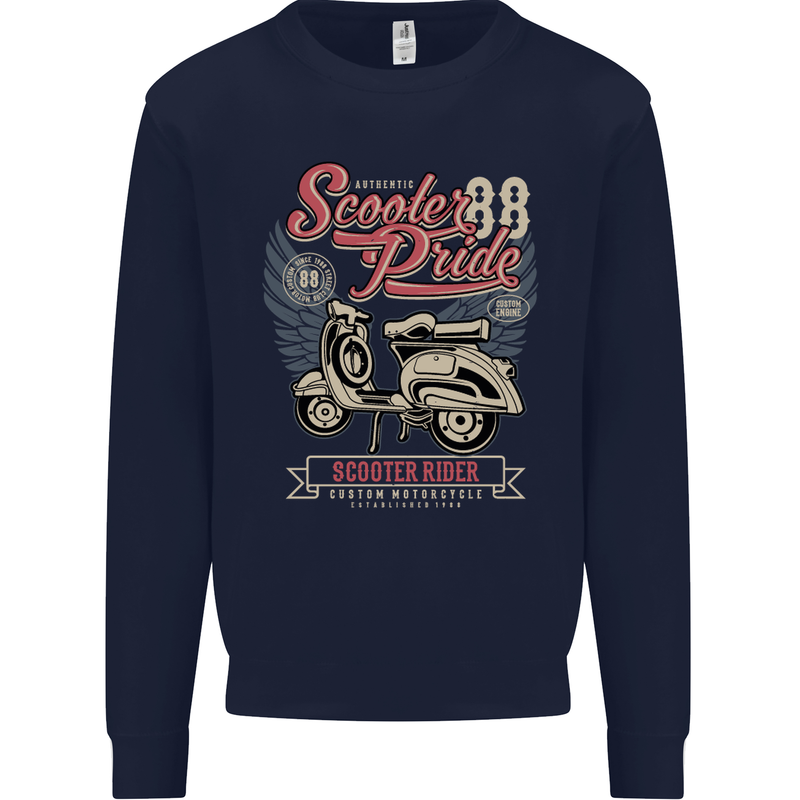 Scooter Pride 88 Motorbike Motorcycle Mens Sweatshirt Jumper Navy Blue