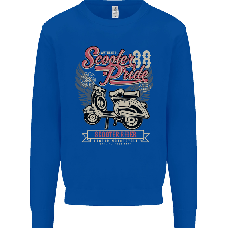 Scooter Pride 88 Motorbike Motorcycle Mens Sweatshirt Jumper Royal Blue