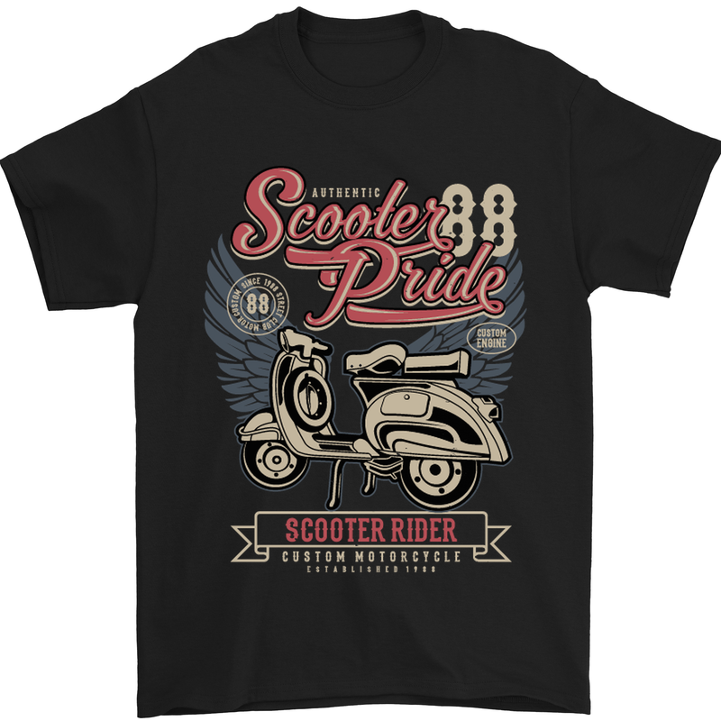 Scooter Pride 88 Motorbike Motorcycle Mens T-Shirt Cotton Gildan Black