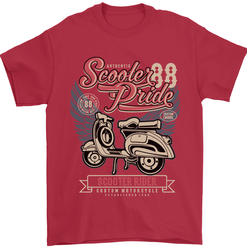 Scooter Pride 88 Motorbike Motorcycle Mens T-Shirt Cotton Gildan Red