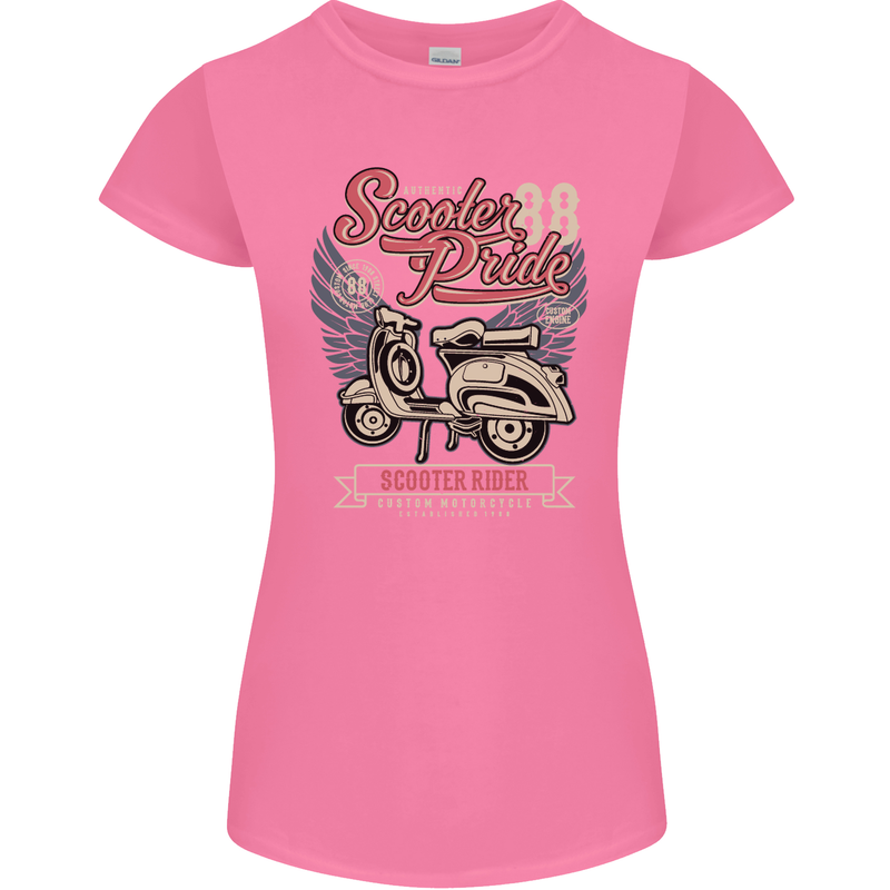 Scooter Pride 88 Motorbike Motorcycle Womens Petite Cut T-Shirt Azalea