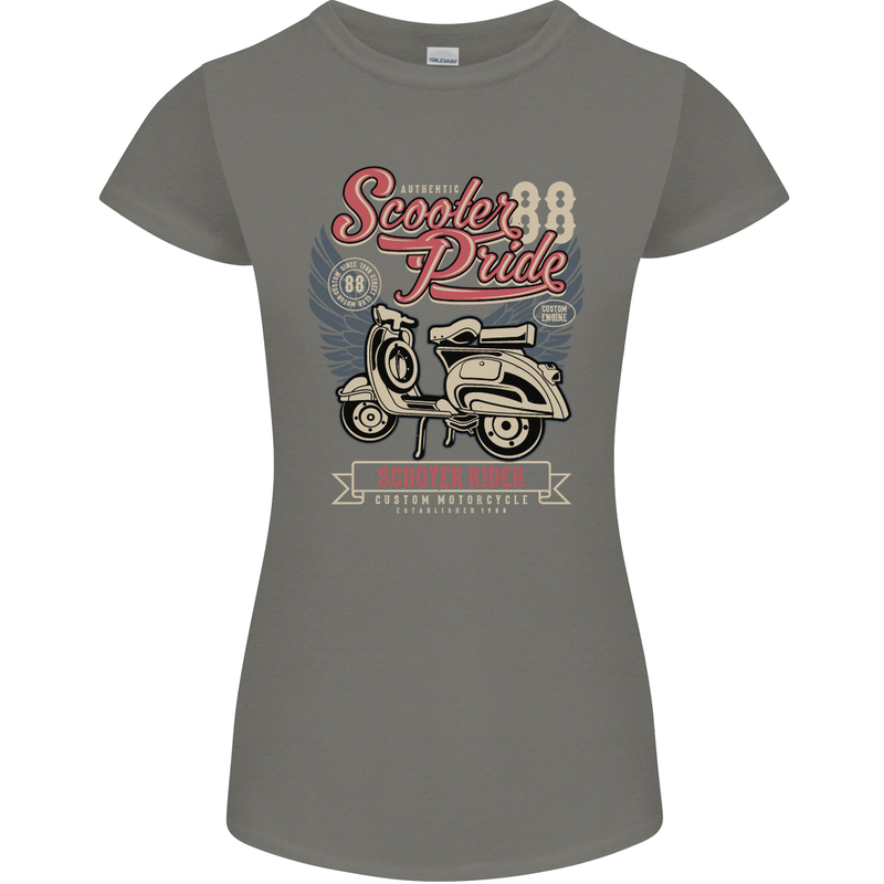 Scooter Pride 88 Motorbike Motorcycle Womens Petite Cut T-Shirt Charcoal