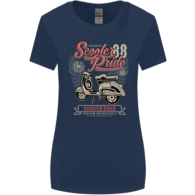 Scooter Pride 88 Motorbike Motorcycle Womens Wider Cut T-Shirt Navy Blue