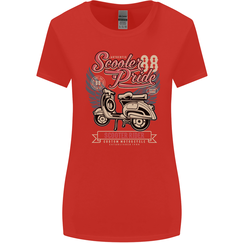 Scooter Pride 88 Motorbike Motorcycle Womens Wider Cut T-Shirt Red