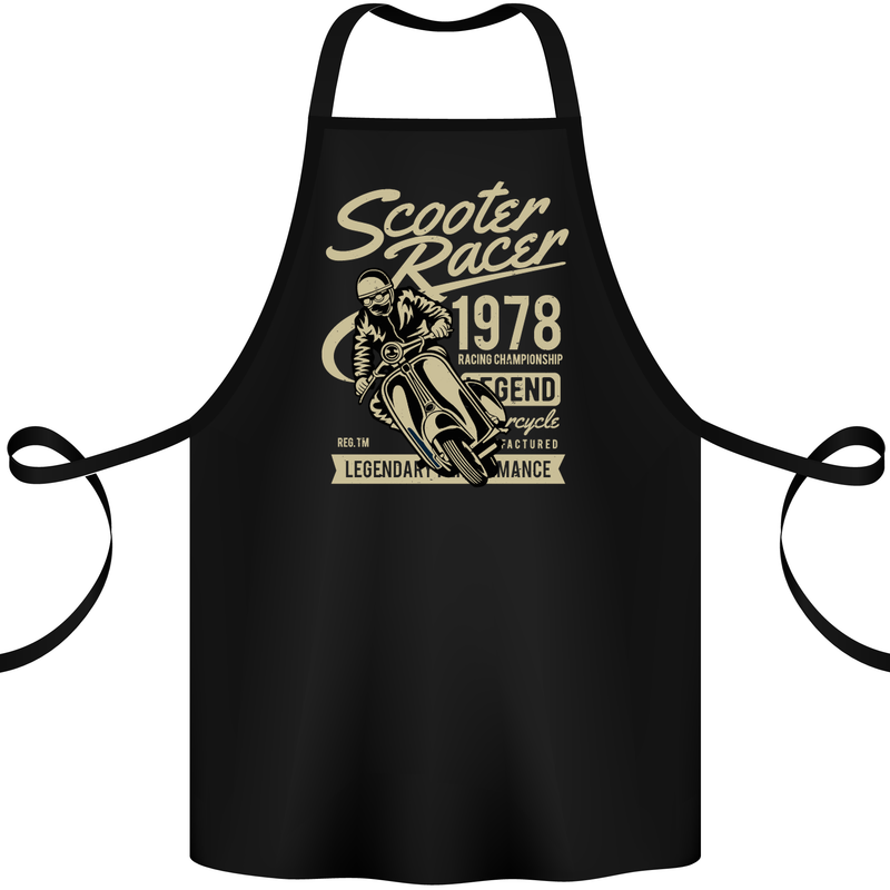Scooter Racer Legend 1978 Motorbike Cotton Apron 100% Organic Black
