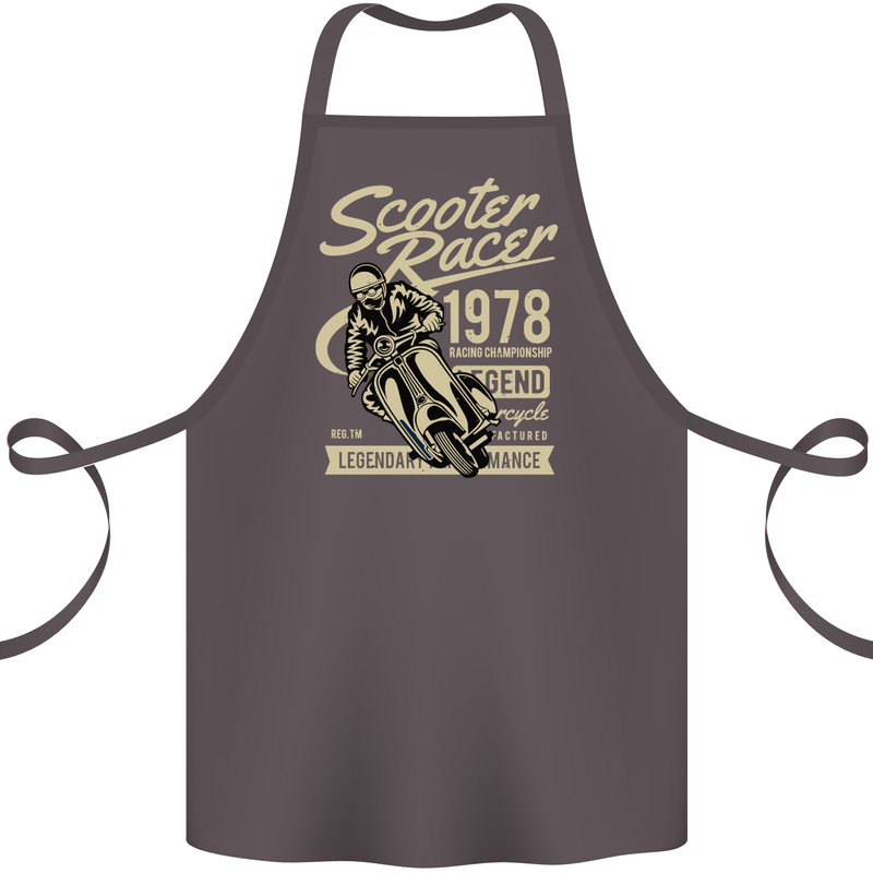 Scooter Racer Legend 1978 Motorbike Cotton Apron 100% Organic Dark Grey
