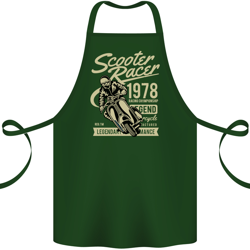 Scooter Racer Legend 1978 Motorbike Cotton Apron 100% Organic Forest Green