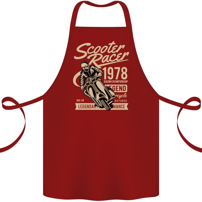 Scooter Racer Legend 1978 Motorbike Cotton Apron 100% Organic Maroon