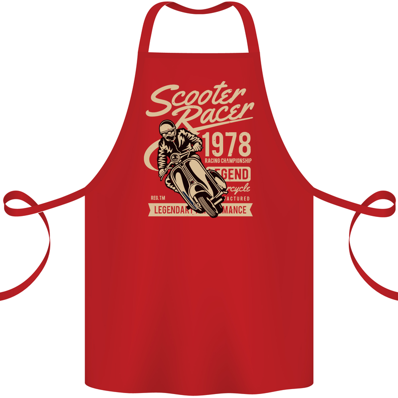 Scooter Racer Legend 1978 Motorbike Cotton Apron 100% Organic Red