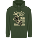 Scooter Racer Legend 1978 Motorbike Mens 80% Cotton Hoodie Forest Green