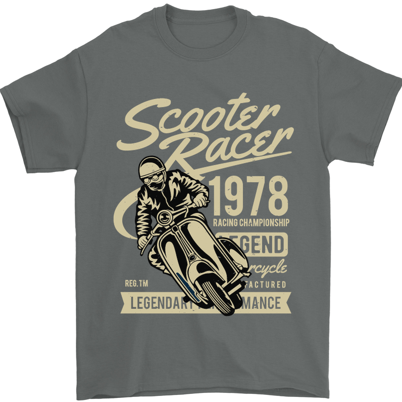 Scooter Racer Legend 1978 Motorbike Mens T-Shirt Cotton Gildan Charcoal