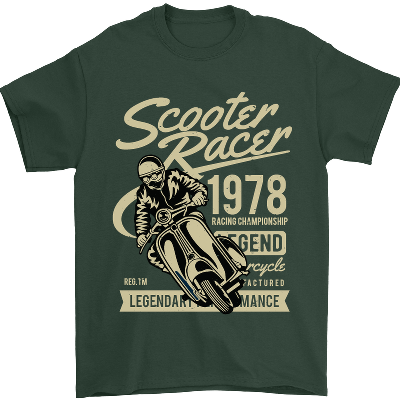 Scooter Racer Legend 1978 Motorbike Mens T-Shirt Cotton Gildan Forest Green