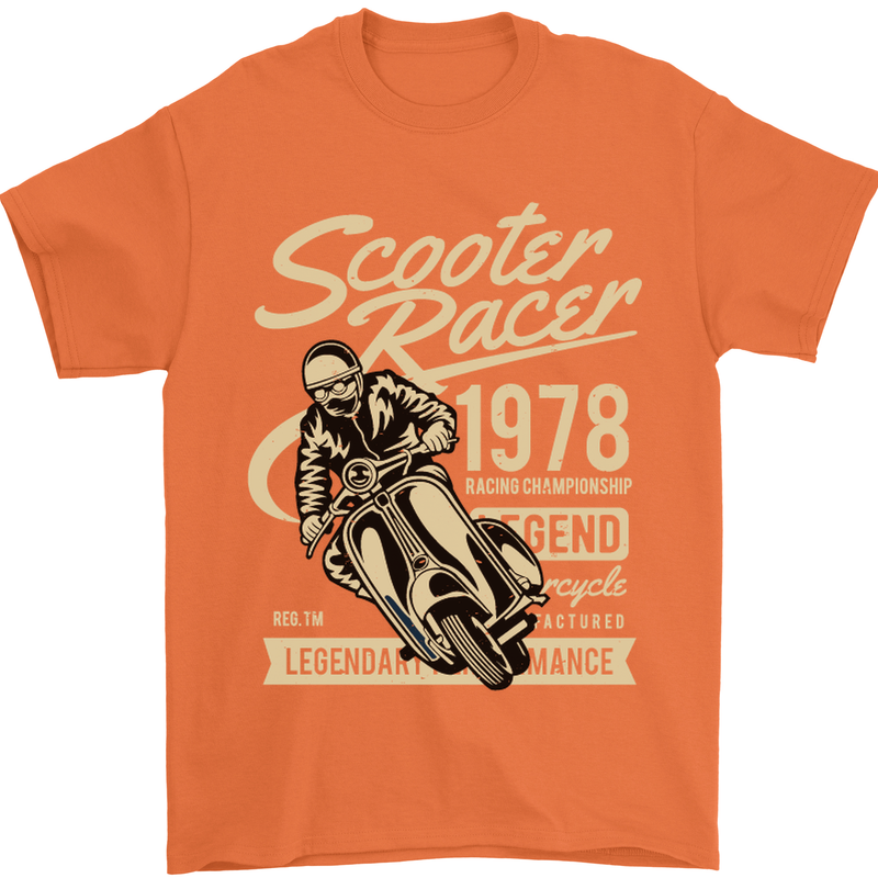 Scooter Racer Legend 1978 Motorbike Mens T-Shirt Cotton Gildan Orange