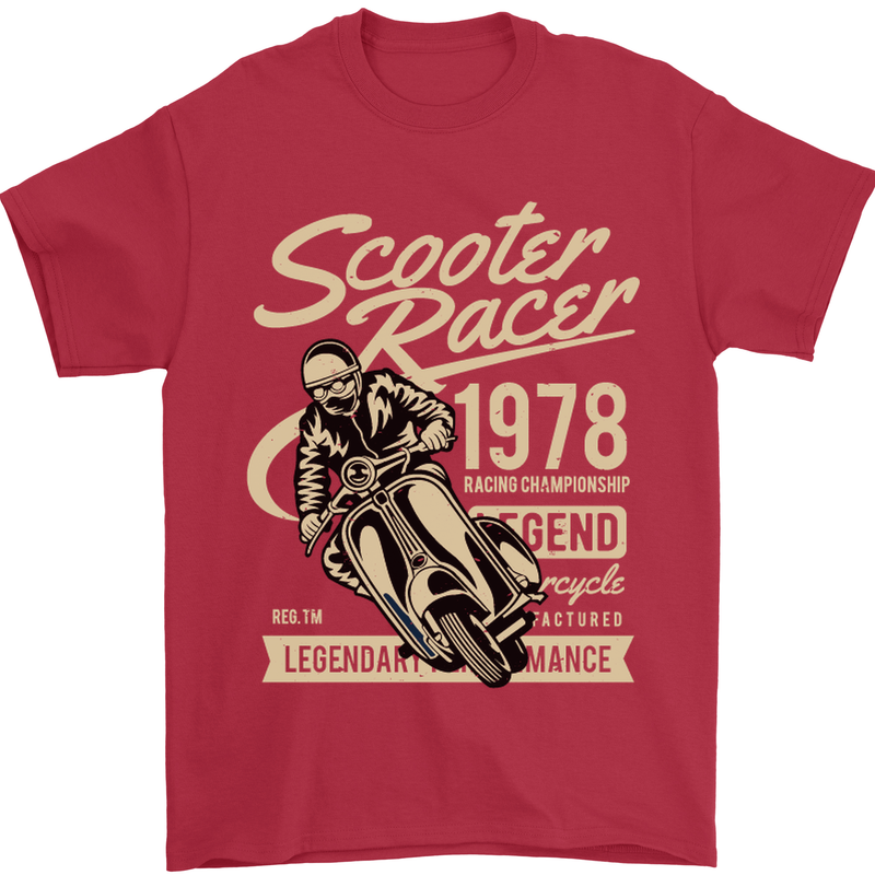 Scooter Racer Legend 1978 Motorbike Mens T-Shirt Cotton Gildan Red