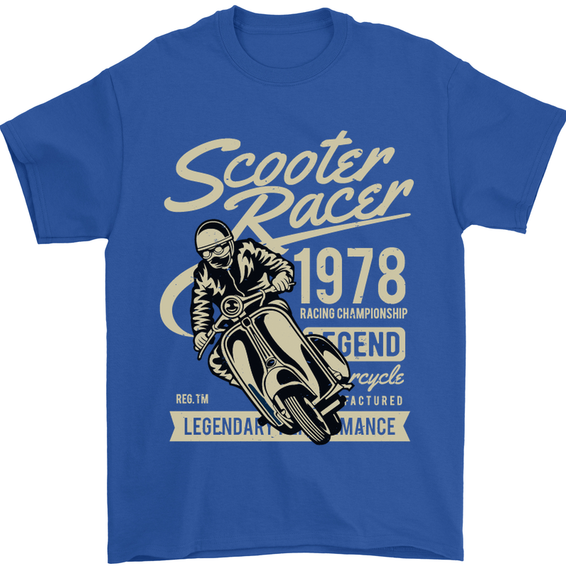 Scooter Racer Legend 1978 Motorbike Mens T-Shirt Cotton Gildan Royal Blue