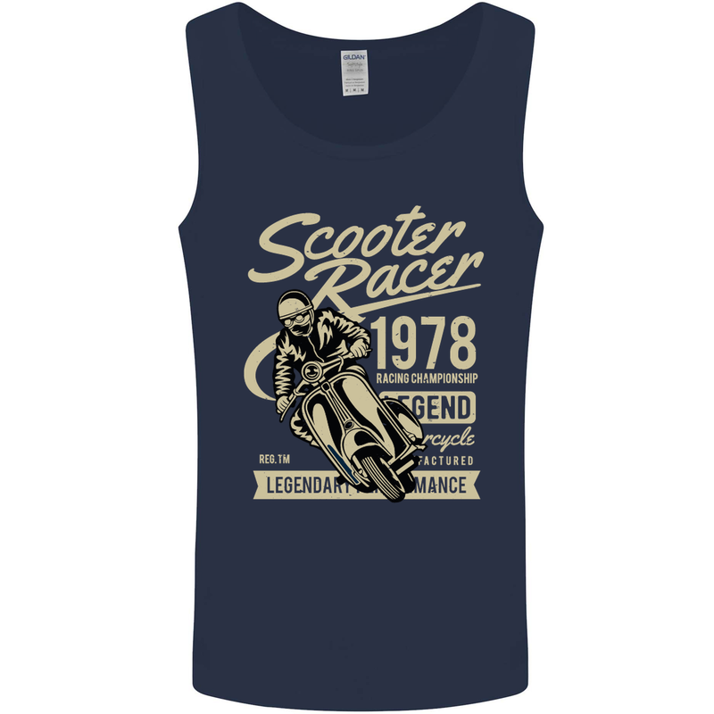 Scooter Racer Legend 1978 Motorbike Mens Vest Tank Top Navy Blue