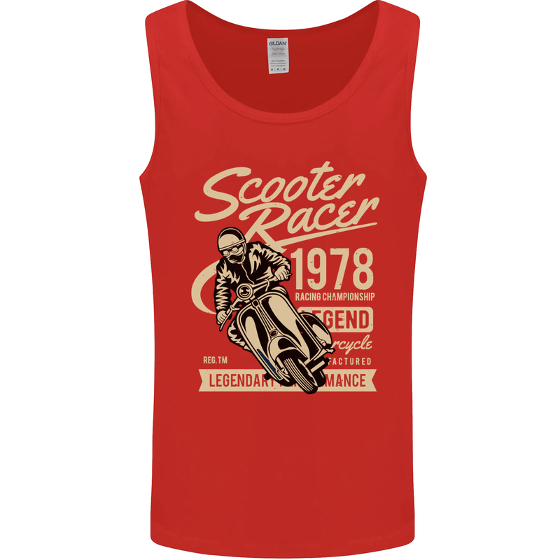 Scooter Racer Legend 1978 Motorbike Mens Vest Tank Top Red