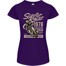 Scooter Racer Legend 1978 Motorbike Womens Petite Cut T-Shirt Purple