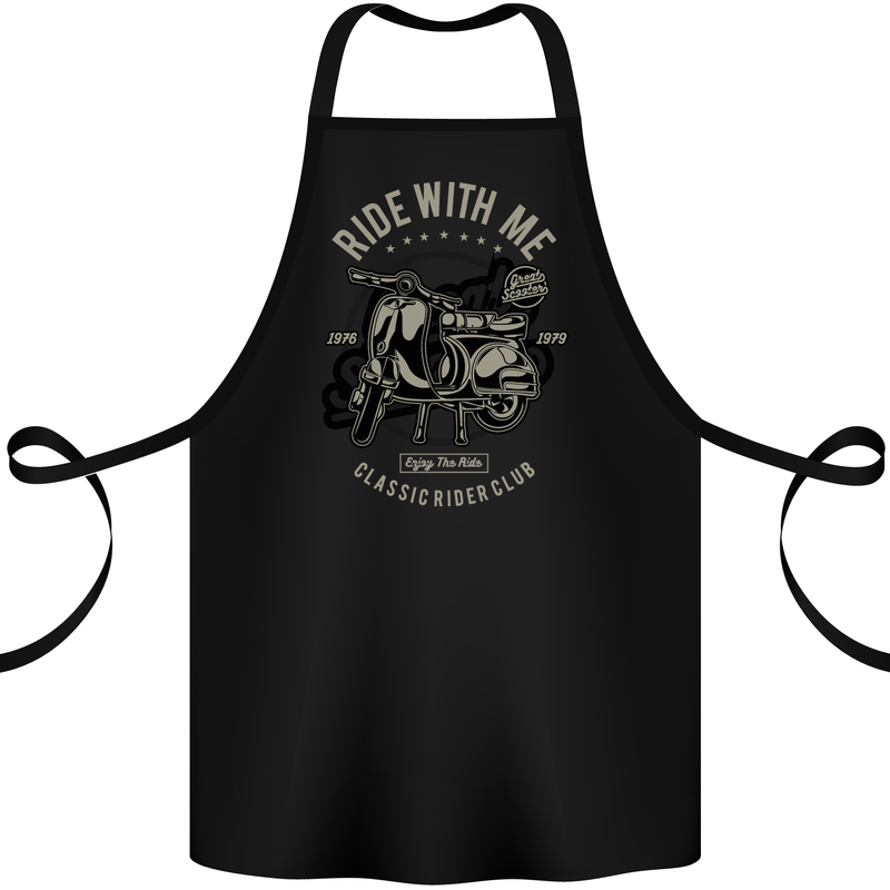 Scooter Ride With Me Motorcycle MOD Cotton Apron 100% Organic Black