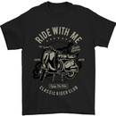 Scooter Ride With Me Motorcycle MOD Mens T-Shirt Cotton Gildan Black