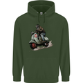 Scooter Skull MOD Moped Motorcycle Biker Childrens Kids Hoodie Forest Green