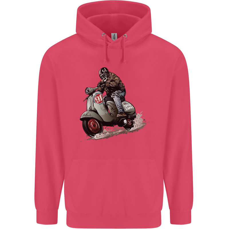 Scooter Skull MOD Moped Motorcycle Biker Childrens Kids Hoodie Heliconia