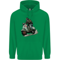 Scooter Skull MOD Moped Motorcycle Biker Childrens Kids Hoodie Irish Green