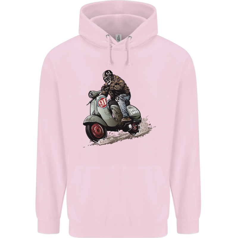 Scooter Skull MOD Moped Motorcycle Biker Childrens Kids Hoodie Light Pink