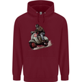 Scooter Skull MOD Moped Motorcycle Biker Childrens Kids Hoodie Maroon