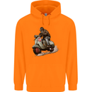 Scooter Skull MOD Moped Motorcycle Biker Childrens Kids Hoodie Orange