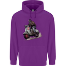 Scooter Skull MOD Moped Motorcycle Biker Childrens Kids Hoodie Purple