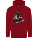 Scooter Skull MOD Moped Motorcycle Biker Childrens Kids Hoodie Red