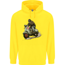 Scooter Skull MOD Moped Motorcycle Biker Childrens Kids Hoodie Yellow